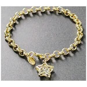 Star charm chain - Bracelet - Gold - CZs - 8"